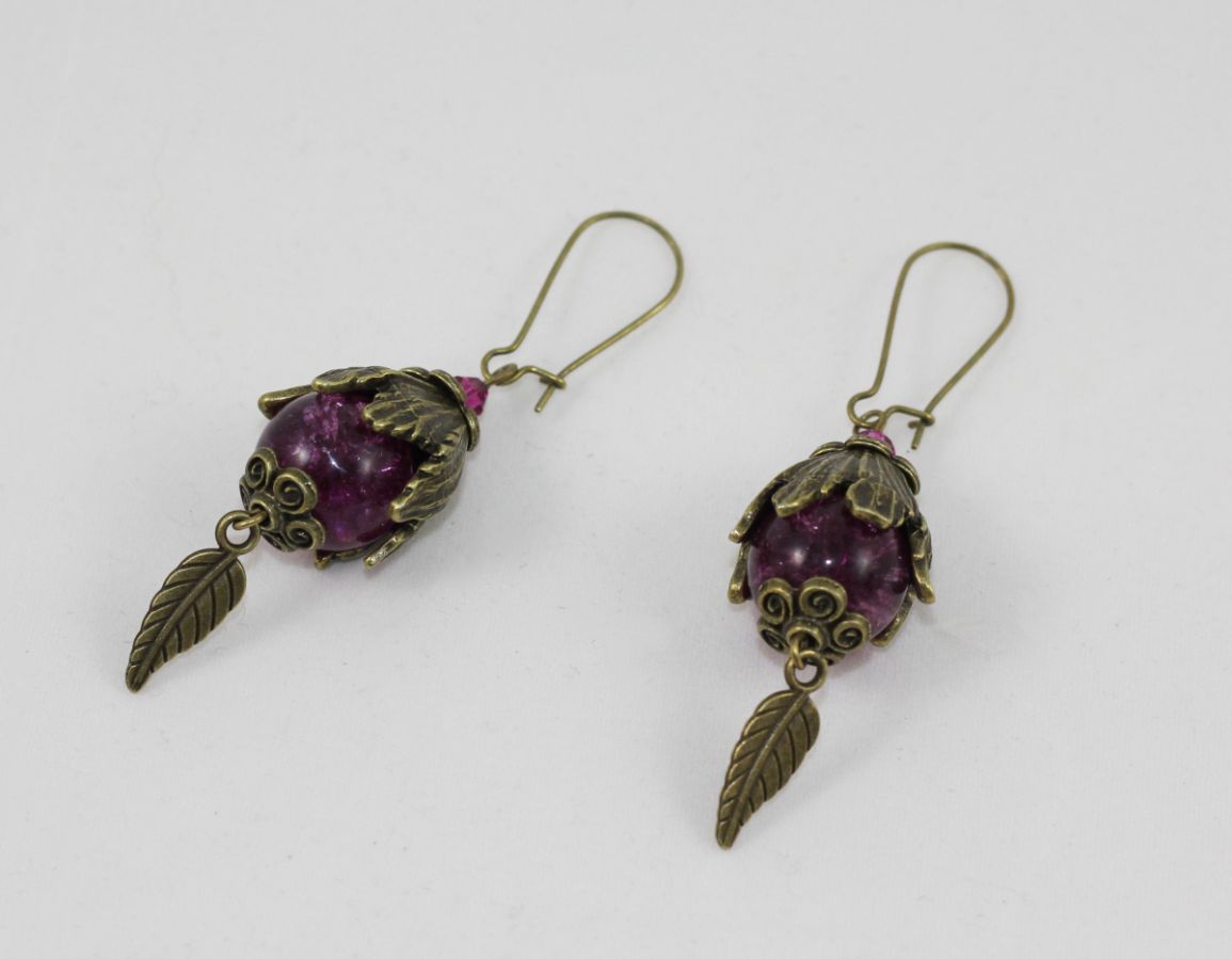 Pendientes Bohemios de Cuarzo Fucsia