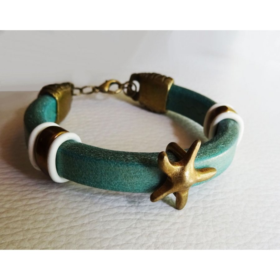 Pulsera de cuero Regaliz turquesa Starfish