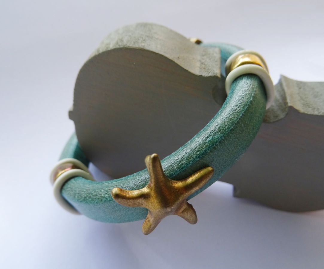 Pulsera de cuero Regaliz turquesa Starfish