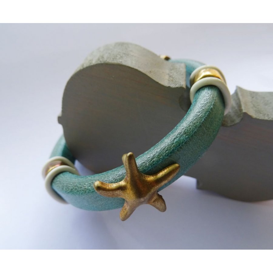 Pulsera de cuero Regaliz turquesa Starfish