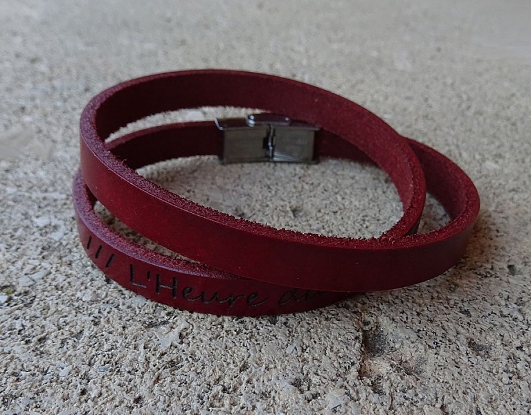 Bracelet cuir 2 tours fermoir ajustable