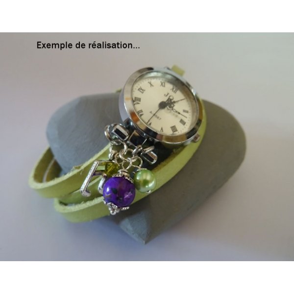 Pulsera de cuero verde an&iacute;s, triple vuelta ajustable