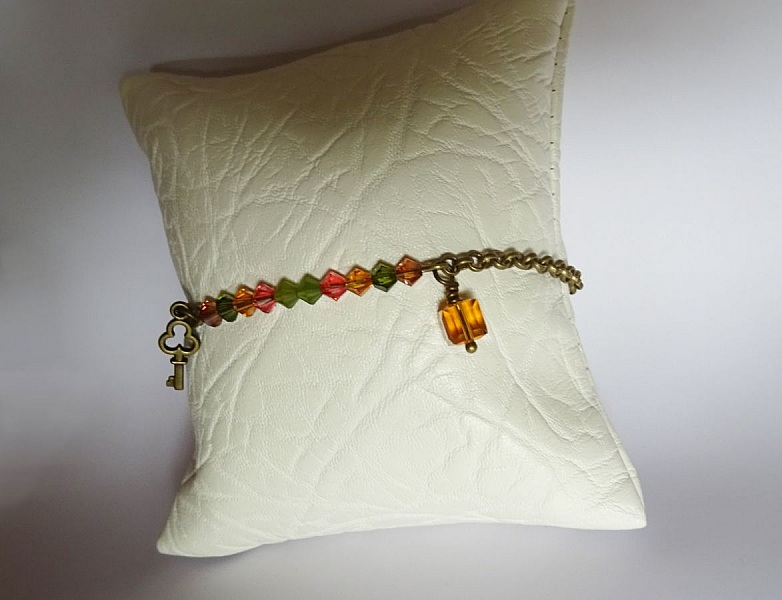 Pulsera cadena bronce &Aacute;mbar y Olivino