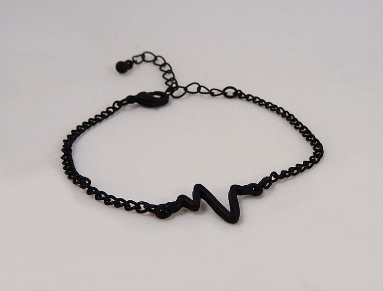Pulsera fina negra dise&ntilde;o Waves