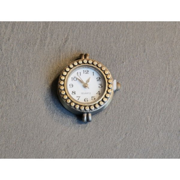 Cadran montre rond bronze et blanc petits passants fixes 
