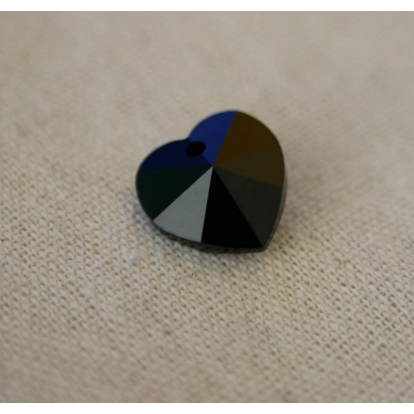 Colgante Coraz&oacute;n Cristal Swarovski 18 mm Azabache