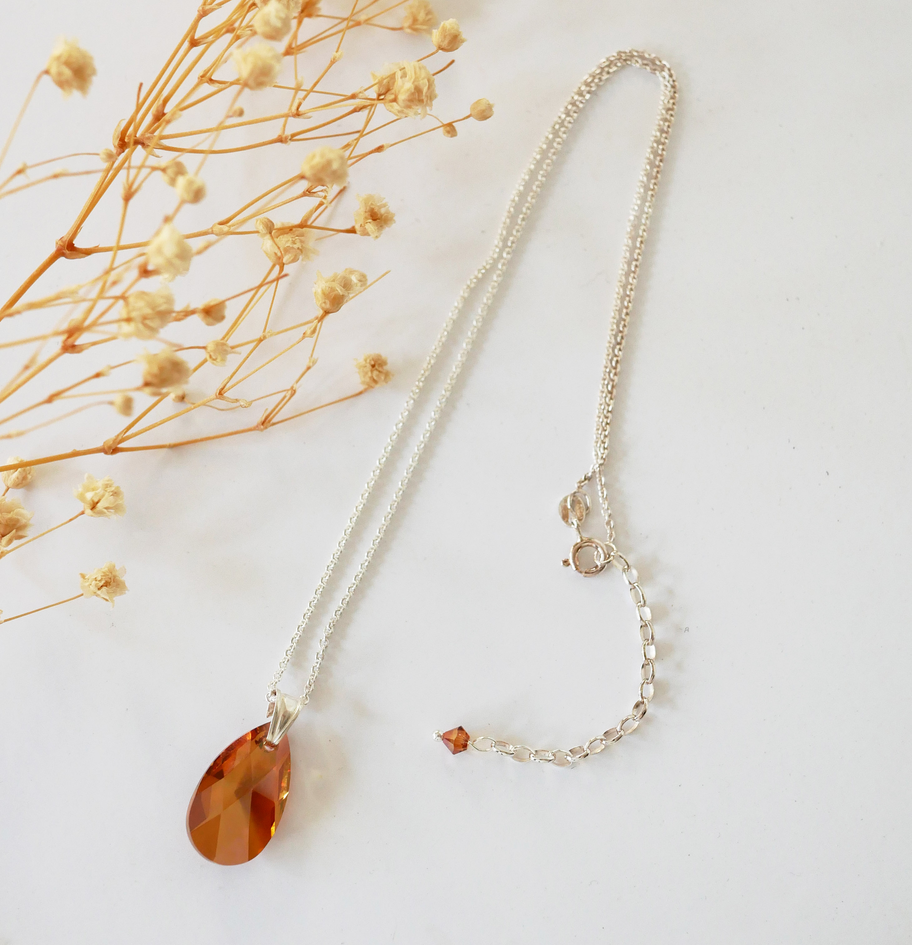 Collar de plata colgante Swarovski Tear Cobre