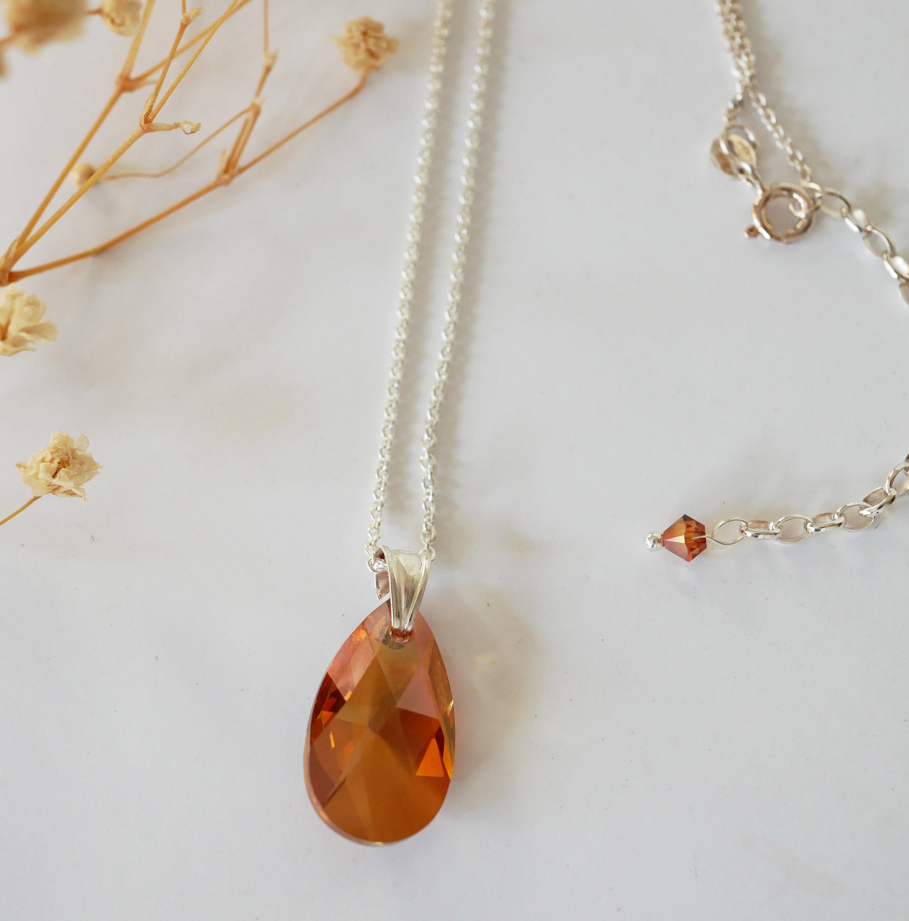 Collar de plata colgante Swarovski Tear Cobre