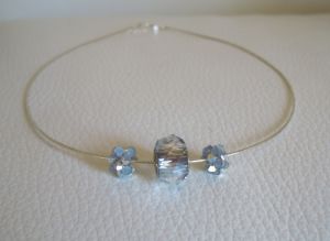 Collier argent perle Becharmed et perlées bleues