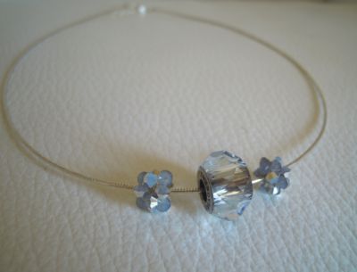 Collier argent perle Becharmed et perlées bleues