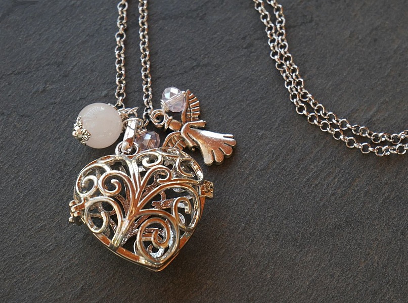 Collar colgante Caja coraz&oacute;n con piedra de lava color a elegir Regalo San Valent&iacute;n