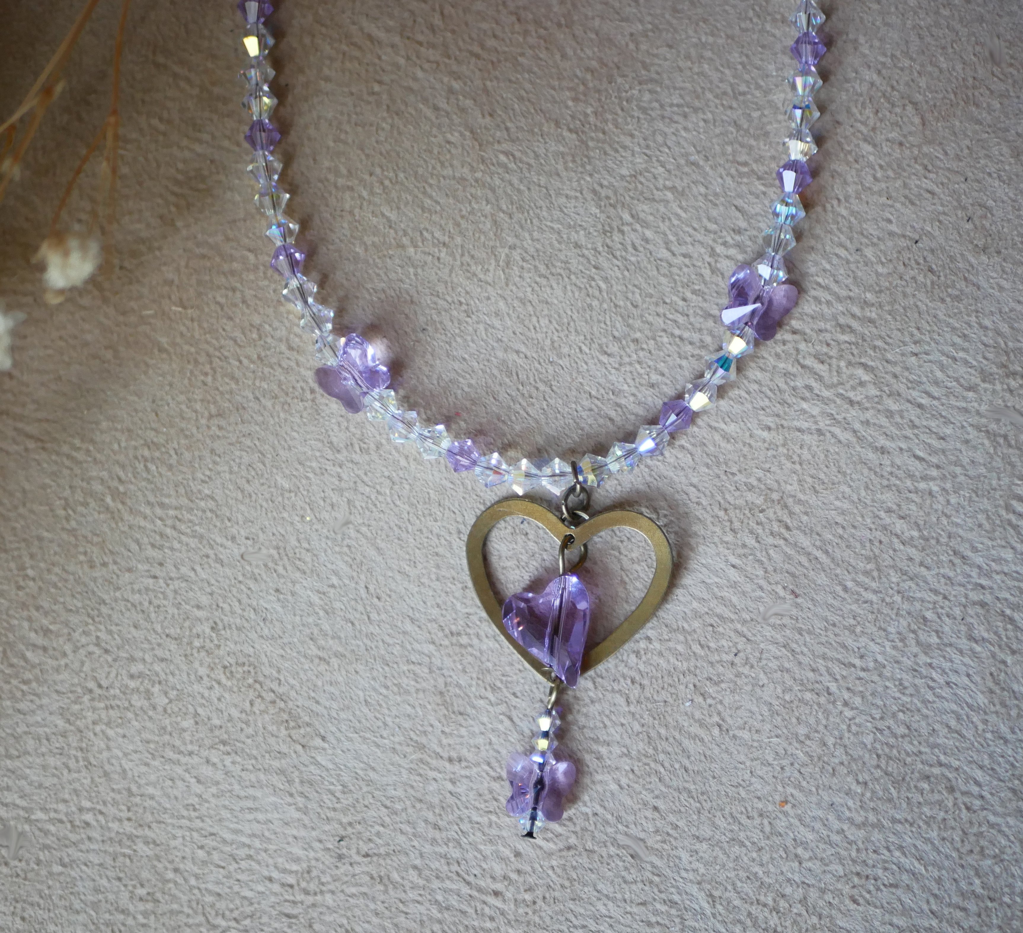 Collar Colgante Coraz&oacute;n Violeta 