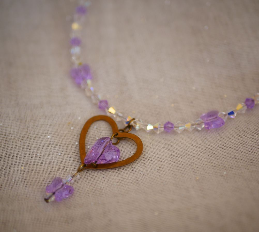 Collar Colgante Corazón Violeta 