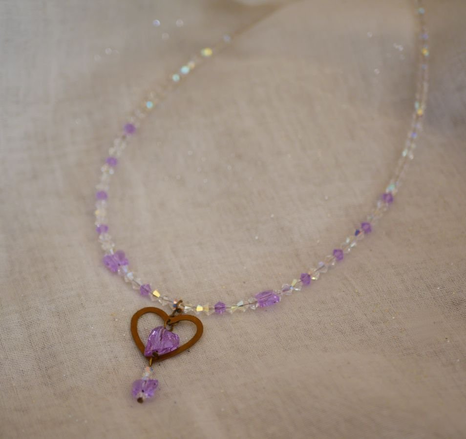 Collar Colgante Corazón Violeta 