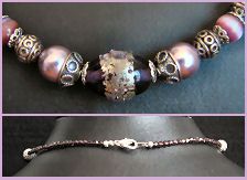 Collier de perles Violet & m&eacute;tal