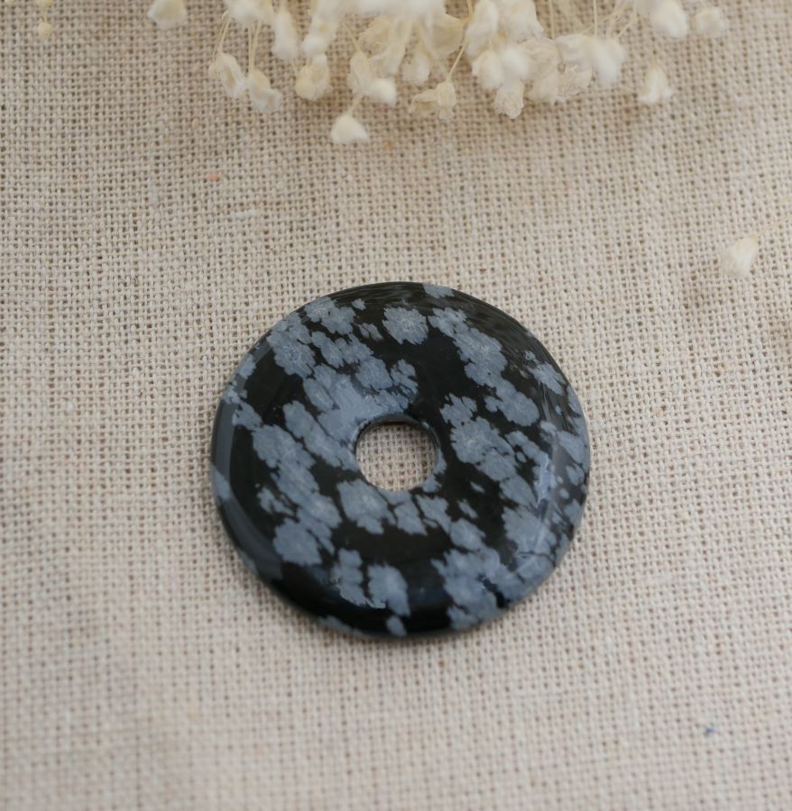 Donut de piedra obsidiana Copo de nieve diámetro 40 mm