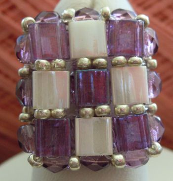 Kit bague carrée Tila Violet & Ecru