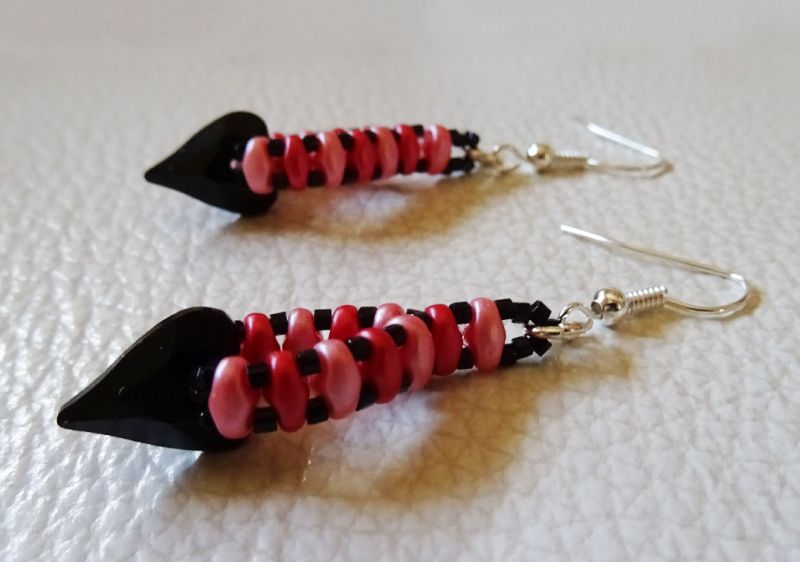 Kit boucles d'oreilles Coeur Noir et rose