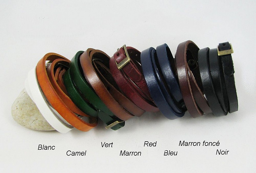 Bracelet cuir 2 tours fermoir ajustable