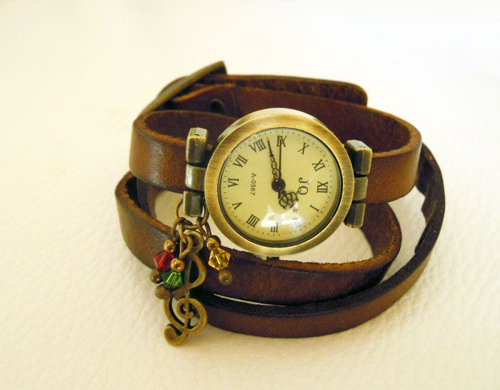 Montre triple cuir Marron  Rasta Reggae