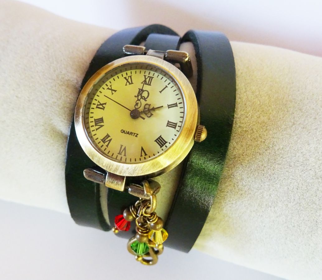 Montre triple cuir Marron  Rasta Reggae
