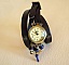 Montre triple cuir noir et pierres naturelles Lapis Lazuli