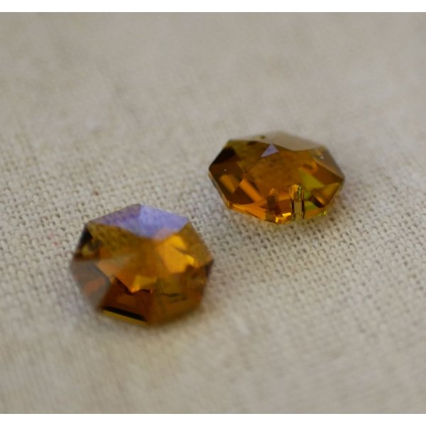 Conector Oct&aacute;gono Cristal Swarovski Topaz 14mm