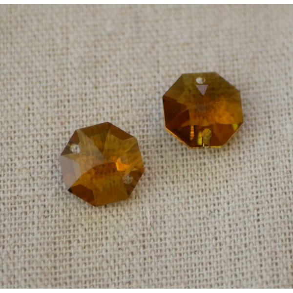 Conector Oct&aacute;gono Cristal Swarovski Topaz 14mm