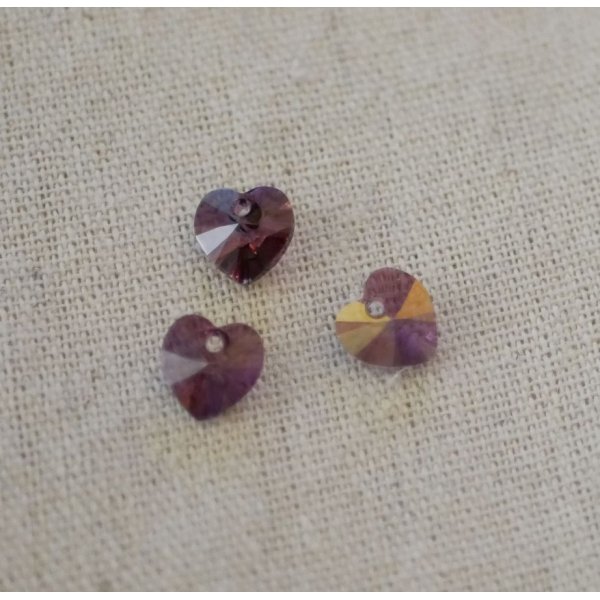 Colgante Coraz&oacute;n Cristal Swarovski 11 mm Cristal Sombra Lila