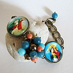Pulsera de cabujones de Jes&uacute;s y Mar&iacute;a con cadena