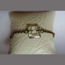 Pulsera cadena bronce Cuadrado Cristal