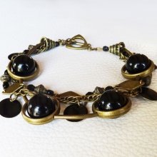 Kit de pulsera de 3 filas Negro y bronce