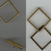 Engaste cuadrado hueco de 20 mm chapado en oro